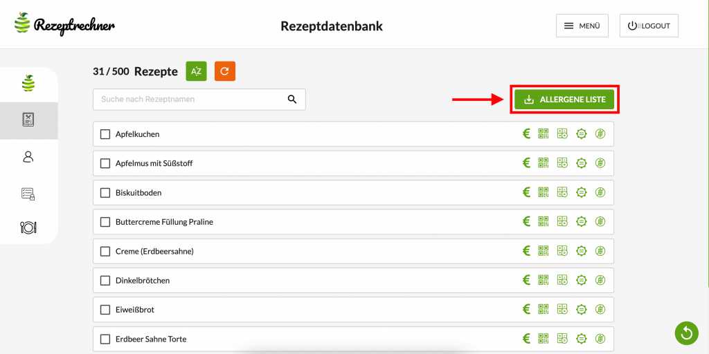 Allergenkennzeichnung (Gastronomie, Bäckerei, Konditorei)