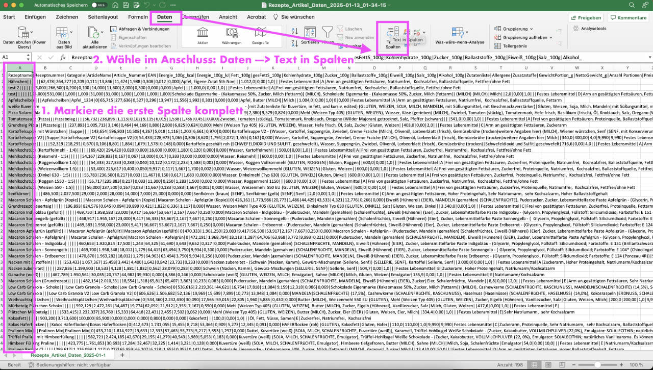Rezeptrechner PRO Business: Nährwerte exportieren (1/4)