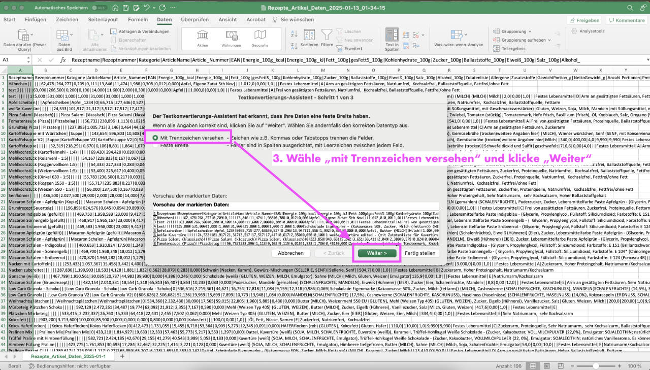 Rezeptrechner PRO Business: Nährwerte exportieren (2/4)