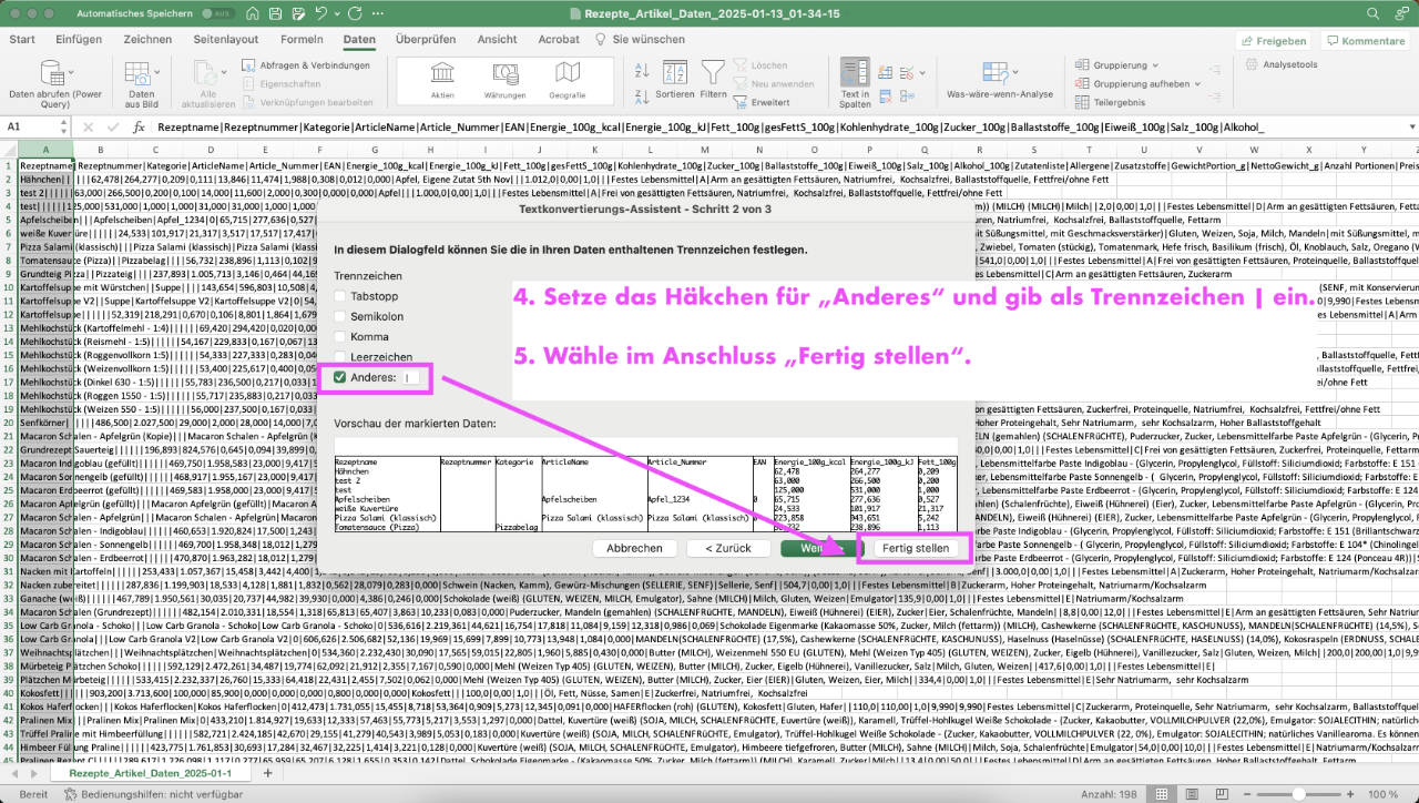 Rezeptrechner PRO Business: Nährwerte exportieren (3/4)