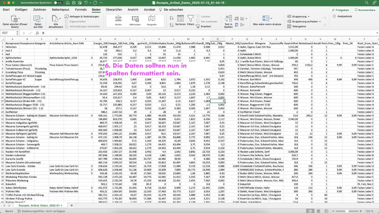Rezeptrechner PRO Business: Nährwerte exportieren (4/4)