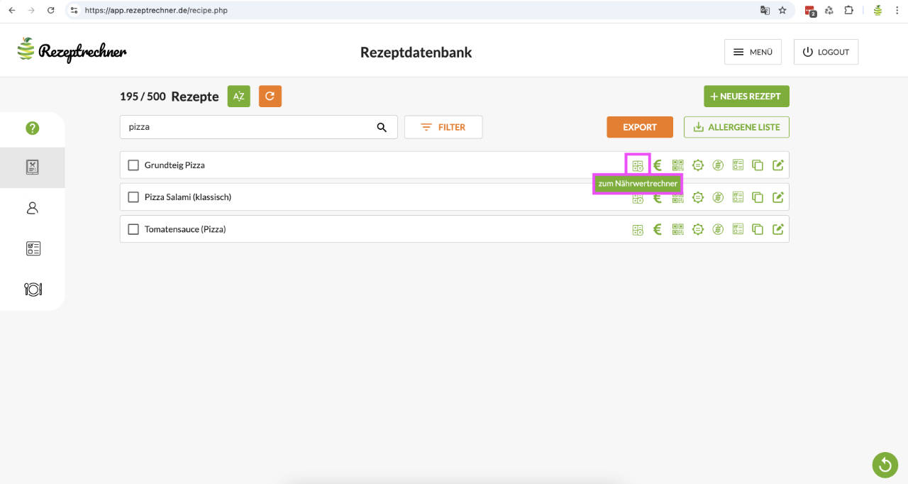 Rezeptrechner PRO Business: Detaillierte Nährwertberechnung