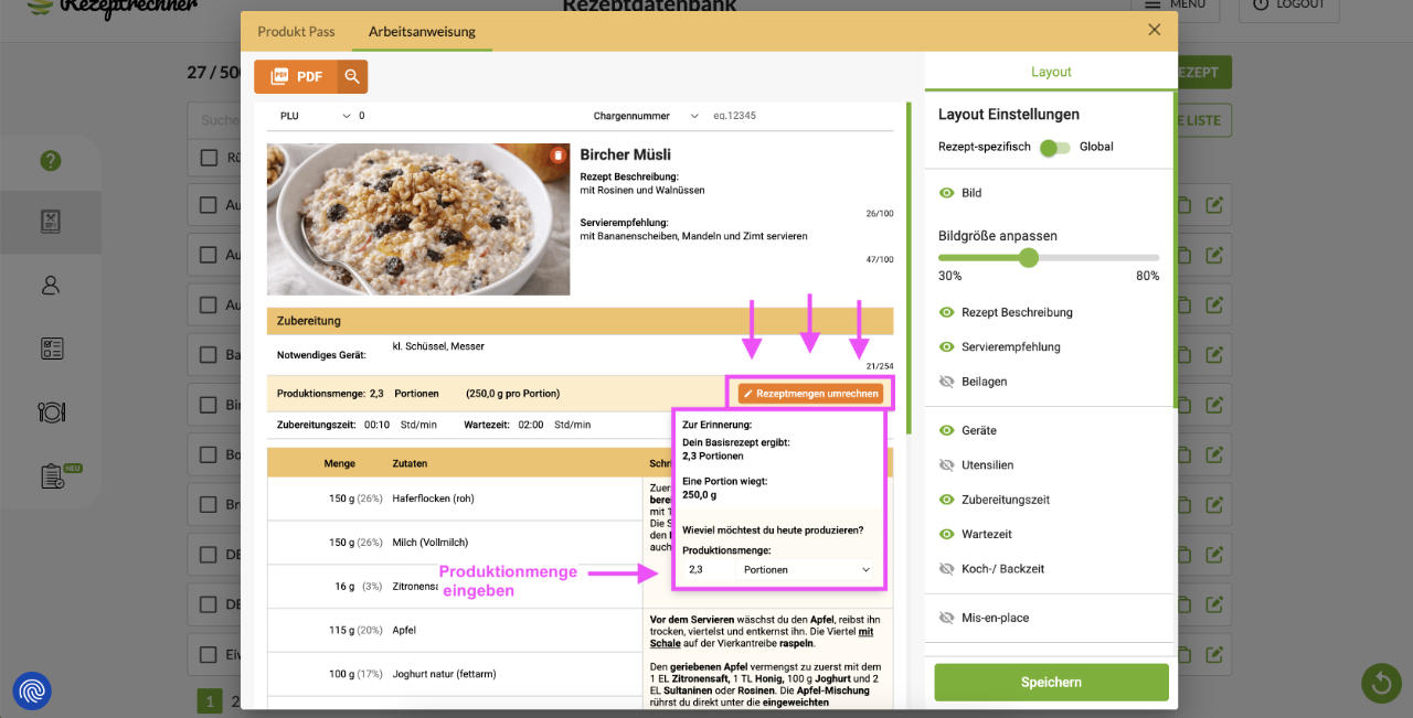 Rezeptmengen umrechnen